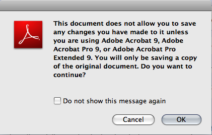 Adobe Reader Warning